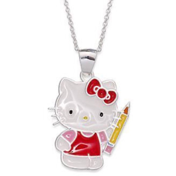 Hello Kitty Sterling Silver Pendant & Chain w/ Pencil - Picture 2 of 6